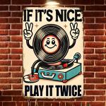 Vintage Gramophone Metal Wall Art Sign 8x12