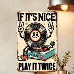 Vintage Gramophone Metal Wall Art Sign 8x12