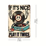 Vintage Gramophone Metal Wall Art Sign 8x12