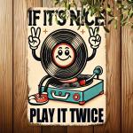 Vintage Gramophone Metal Wall Art Sign 8x12