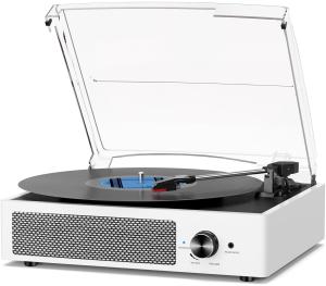 Record Player with Speakers Vintage Belt-Driven Turntable Bluetooth 3 Speed 3...