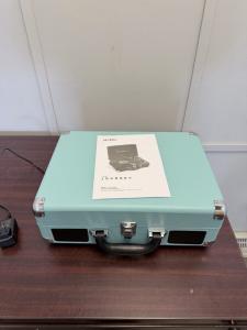 Victrola Bluetooth Suitcase Record Player Teal | Vintage Style Turntable w/ AC A
