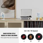 Record Player with Speakers Vintage Belt-Driven Turntable Bluetooth 3 Speed 3...