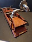 Antique Portable Peter Pan Gramophone In Leather Case - RUNS!