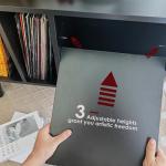 Record Player Stand with Vinyl Storage Holds Up to 300lb, Large Record Player Table Cabinet for Album Storage with Holder Vinyl Display Shelf, Wood Turntable Stand for Bedroom Living Room (Black)