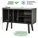 Record Player Stand with Vinyl Storage Holds Up to 300lb, Large Record Player Table Cabinet for Album Storage with Holder Vinyl Display Shelf, Wood Turntable Stand for Bedroom Living Room (Black)