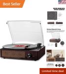 Retro Bluetooth Vinyl Turntable with Stereo Speakers