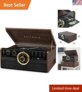 Retro 6-in-1 Turntable with Bluetooth & Radio