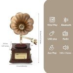 Mini Vintage Gramophone with Bluetooth & Stereo Speakers