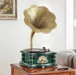 Bluetooth Vintage Record Player in Green Gold