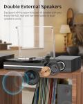 Vintage Vinyl Record Player with Speakers and Bluetooth