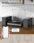 Vintage Vinyl Record Player with Speakers and Bluetooth