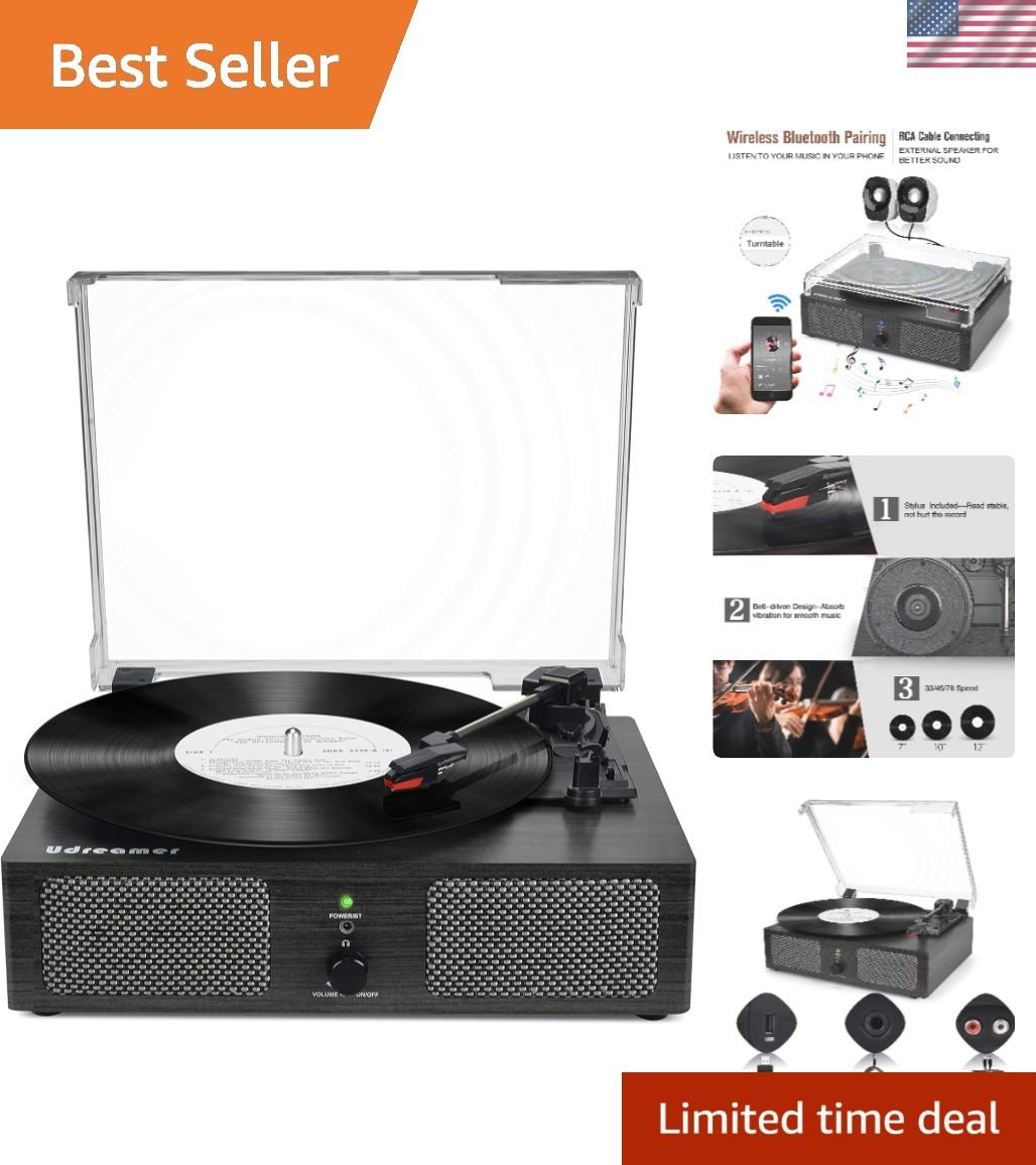 Chic Wireless Turntable with Built-in Speakers