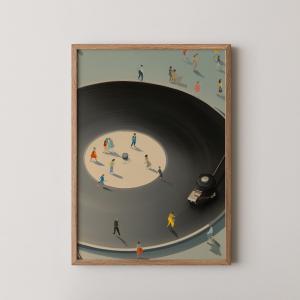 Retro Turntable Vinyl Record Player Wall Art