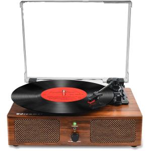 Wireless Vintage Turntable with Built-in Speakers