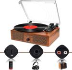 Wireless Vintage Turntable with Built-in Speakers