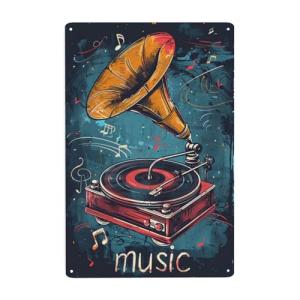 Vextrovia Vintage Metal Record Player Wall Art