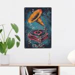 Vextrovia Vintage Metal Record Player Wall Art
