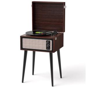 Vintage Vinyl Record Player with Detachable Legs