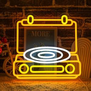 Retro Neon Record Player Wall Decor Sign