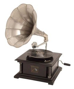 Vintage-Style Mango Wood Gramophone Player with Record