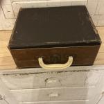 Vintage Portable Gramophone Player with Patina Riser