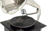 Vintage-Style Mango Wood Gramophone Player with Record