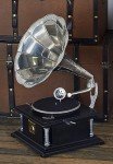 Vintage-Style Mango Wood Gramophone Player with Record