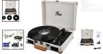 White Bluetooth Turntable: Vintage-Style Portable Player