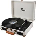 White Bluetooth Turntable: Vintage-Style Portable Player