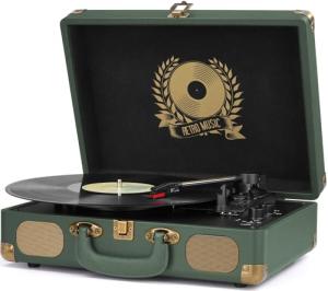 Bluetooth Vinyl Record Player with Built-In Speakers