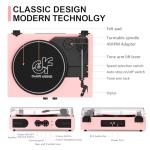 Vintage Pink Vinyl Record Player with Speakers