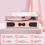 Vintage Pink Vinyl Record Player with Speakers