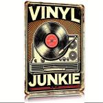 Rustic Tin Sign Vintage Record Player Decor
