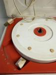 Red and White Vintage GE Portable Record Player