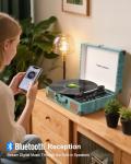 Retro Bluetooth Vinyl Record Player in Turquoise