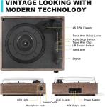 Vintage 3-Speed Vinyl Record Player with Speaker