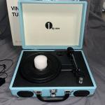 Blue Portable Vintage Suitcase Turntable by 1byone