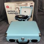 Blue Portable Vintage Suitcase Turntable by 1byone