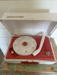 Retro GE Portable Record Player in Red and White