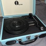 Blue Portable Vintage Suitcase Turntable by 1byone