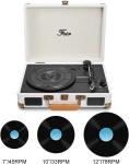 White Vintage Bluetooth Turntable with Speakers