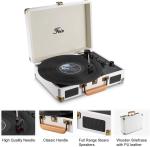 White Vintage Bluetooth Turntable with Speakers