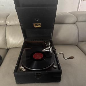 Vintage HMV Portable Gramophone Phonograph - Functional
