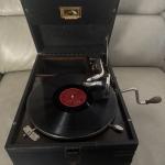 Vintage HMV Portable Gramophone Phonograph - Functional