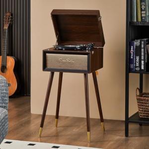 Vintage Bluetooth Record Player with Stand and Speakers