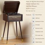Vintage Bluetooth Record Player with Stand and Speakers