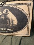 Vintage Dog Gramophone Player & Wood Sign Set