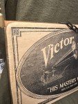 Vintage Dog Gramophone Player & Wood Sign Set