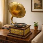 M.A & SONS Vintage Hand-Crank Gramophone Player
